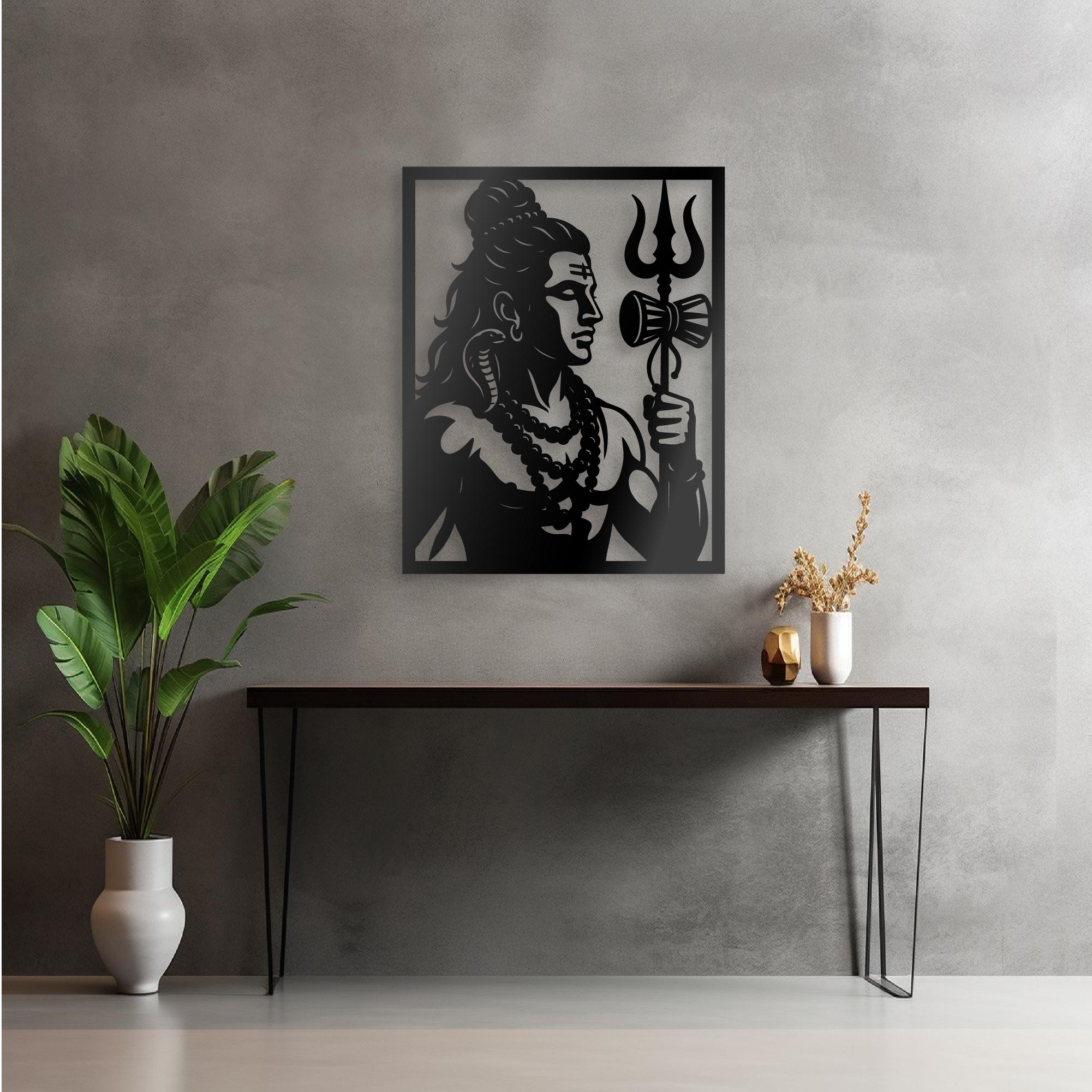 Lord Shiva Trishul Damru Silhouette SVG | Hindu God Wall Art (digital ...