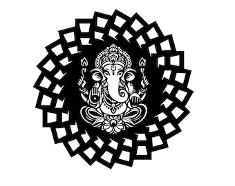 Ganesha Geometric mandala Wall Decor Laser Cut circut File (SVG, DXF, PNG)