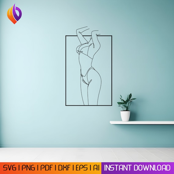 Feminine Minimalist Line Art DXF svg png ,Minimalist Woman Line Art, Aesthetic Room Decor, Metal Art, Female Line Art, Housewarming Gift