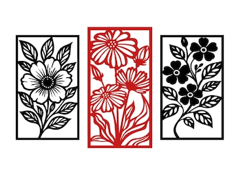 Marco decorativo floral botánico para pared (archivos DXF y SVG para corte láser, descarga digital).