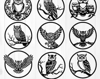 Geometric Owl SVG Bundle, Layered Mandala Wall Art (Instant Download)