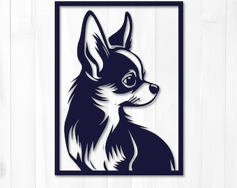 Chihuahua Dog Portrait SVG | Layered Wall Art Cut File (Digital Download)
