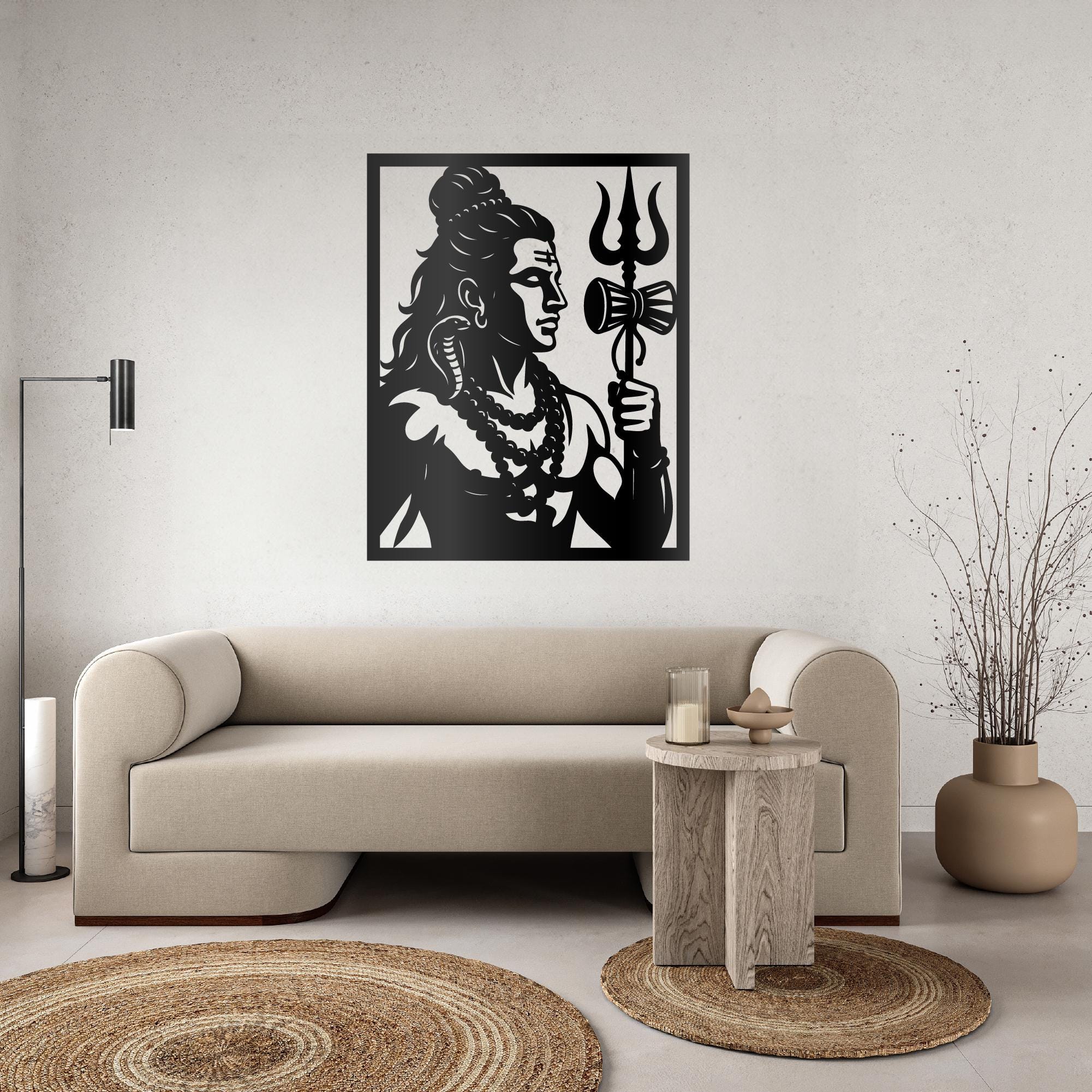 Lord Shiva Trishul Damru Silhouette SVG | Hindu God Wall Art (digital ...