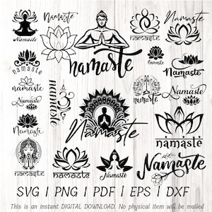 Pacchetto SVG Namaste, Yoga Mandala SVG, File di taglio Namaste, Yoga SVG, File di taglio Zen, Buddismo SVG, Kundalini colorato SVG, Meditazione SVG, Cricut