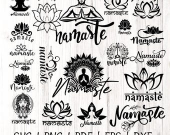 Namaste Lotus yoga SVG bundle | Lotus Flower Meditation (Digital Download)