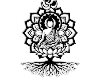 Buddha Mandala DXF File for Laser Cutting | Om Lotus Wall Art SVG | CNC Cut File | Spiritual Meditation Decor | Glowforge LightBurn