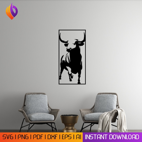 Buffalo wall art DXF, Big bull, Home decor , Wall decor, .eps, dxf, .svg .Ai, Metal wall art, Laser cut files. DXF, Silhouette Cut File