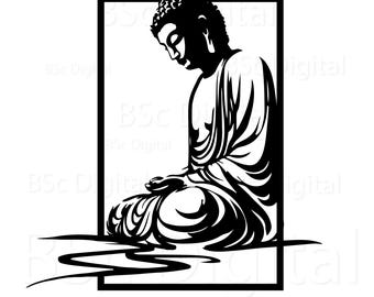 Buddha hexagonal mandala Wall Decor SVG DXF: Meditation Laser Cut File (Digital Download)