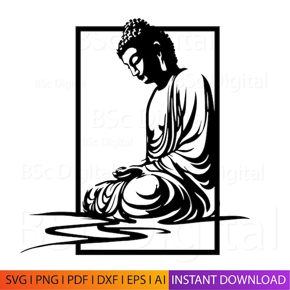 Buddha Wall Decor DXF & svg, buddha Meditation Glowforge Laser Cut File, buddha Digital Download (SVG, png, dxf, ai, eps, pdf )