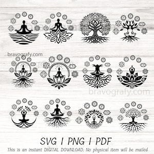 7 Chakras SVG Bundle: Meditation Symbol Cut Files for Cricut, Silhouette (Digital Download)