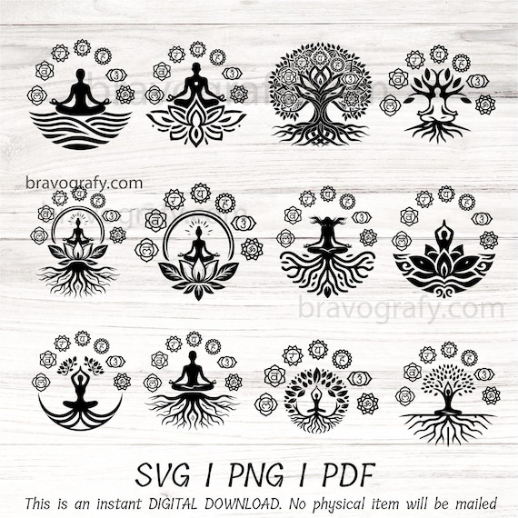 7 Chakras SVG Bundle | Meditation Symbol Cut Files for Cricut, Silhouette and Laser Cutting Instant Digital Download