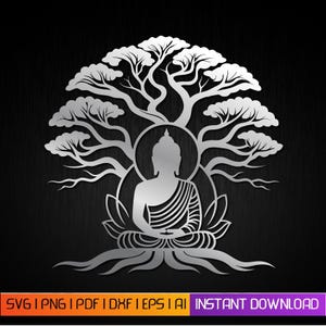 Buddha Bodhi Tree SVG Laser Cut File, Zen Meditation Lotus Symbol (Digital Download)