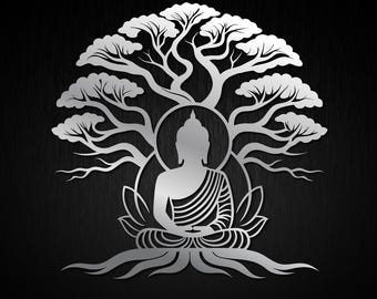 Buddha Bodhi Tree SVG Laser Cut File, Zen Meditation Lotus Symbol (Digital Download)