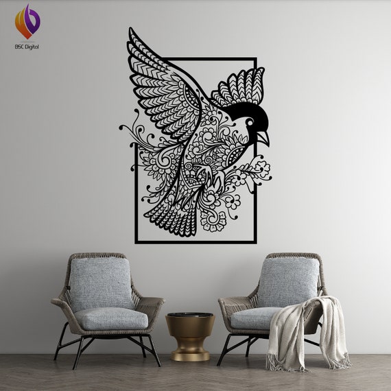 Bird trible style Wall Art decor dxf, svg, eps,ai and pdf files for laser cutting. plasma art dxf, aser , Glowforge files Metalic CNC dxf
