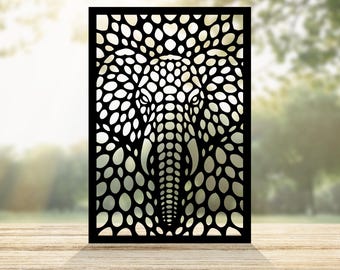 Geometric Elephant Head Wall Art SVG, Laser Cut Panel DXF (Digital Download)