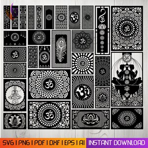 Aum wallart lasergesneden DXF-bestand voor Glowforge en CNC-machines - yoga muur decor, vinyl metalen paneel snijden, digitale downloadbundel