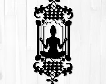 Yoga Meditation Wall art: CNC Laser vector Cut File, Woman doing yoga. (Digital Download)