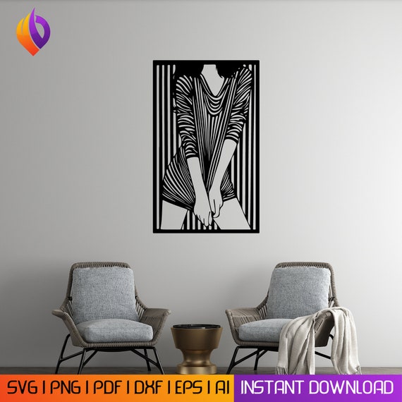 Woman on skirt body Wall Art dxf, svg, eps,ai and pdf files for laser cutting. plasma art dxf, aser , Glowforge files Metalic CNC dxf