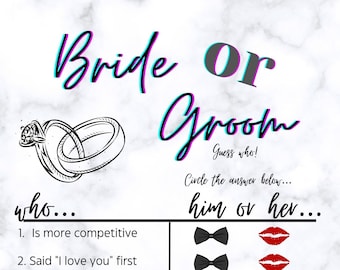 Digital Download Bride or Groom Game!