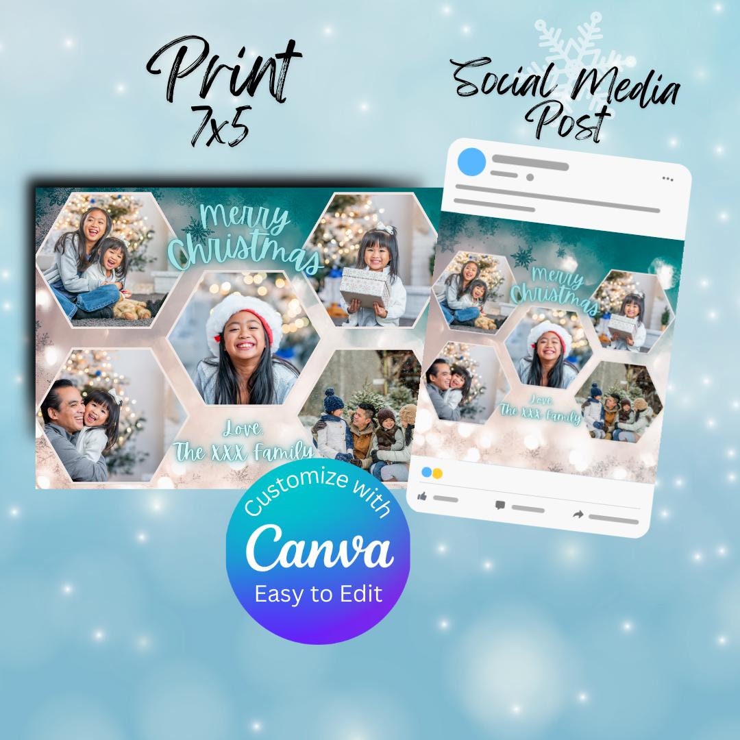 Editable Merry Christmas Card Template | Social Media & Printable ...