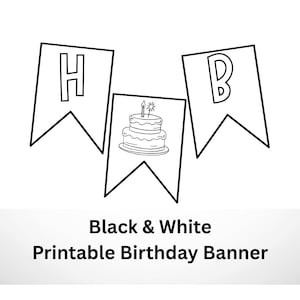 Black & White Birthday Party Banner | Printable Party Decoration | Instant Download | Birthday Party Banner | Birthday Bunting Decorations