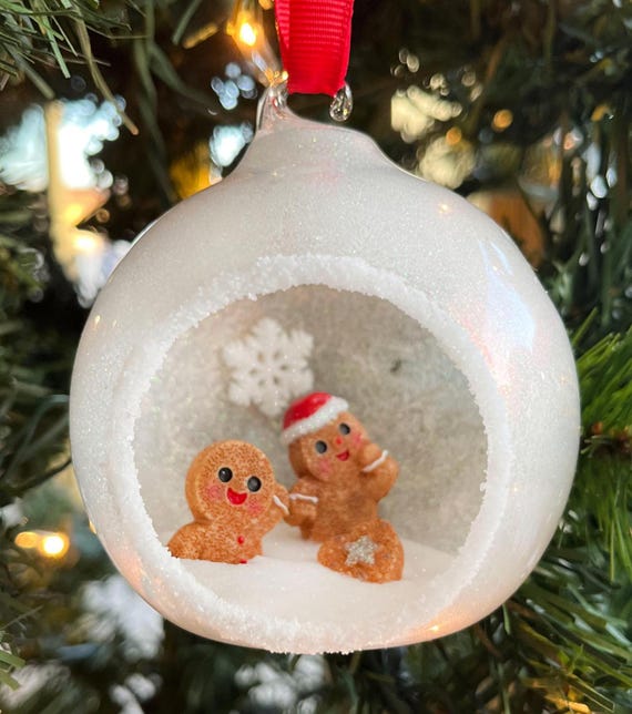 Ginger Bread Kids Glass Ornament
