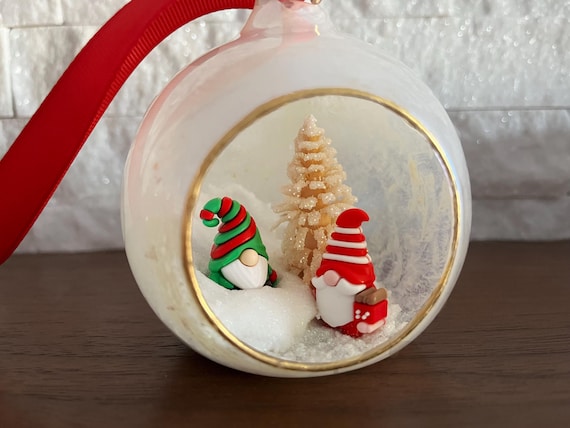 Christmas Gnomes Glass Ornament