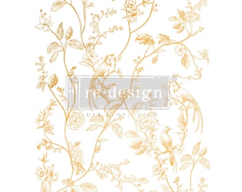 Bird Song Gold Foil - Kacha decor transfer Redesign with Prima