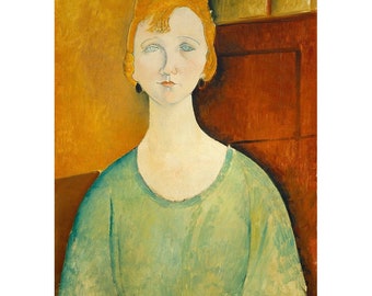 Woman in a Green Top decoupage paper Mint by Michelle