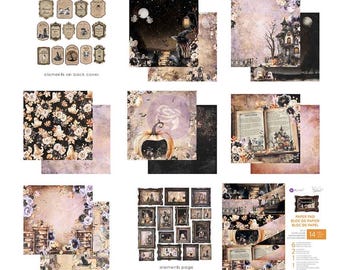 Bewitched Collection 12”x12” Paper Pad 3 Girls Tale Prima Marketing Halloween