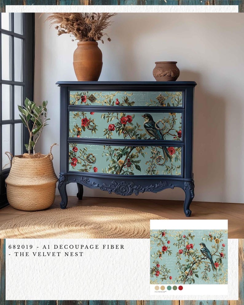The Velvet Nest Fiber Decoupage Paper Redesign With Prima - Etsy