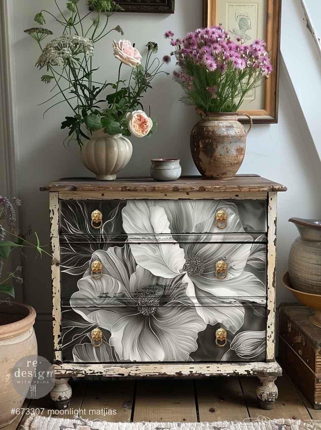 Moonlight Matilija Fiber Decoupage Paper Redesign With Prima - Etsy