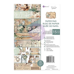 Könnte beinhalten: Ein Papierblock mit Vintage-Thema, der Illustrationen von Mäusen, Blumen und Backwaren zeigt. Der Block misst 15,2 cm x 20,32 cm und enthält 15 Blätter mit doppelseitigen Designs und Ausstanzungen. Der Text auf dem Block lautet "The Home Baker".