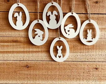 Silicone Mold Easter Basket Tag - Hanging Rabbit Molds - Hanger- Pendant - Bunny Casting Molds - Spring Decoration - 9x7cm - Set of 6