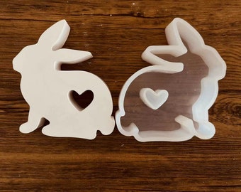 Silicone Molds Easter Bunny with heart - Rabbit Molds - Concrete Molds - Casting Molds - Rabbit - Spring Decoration - Raysin Molds