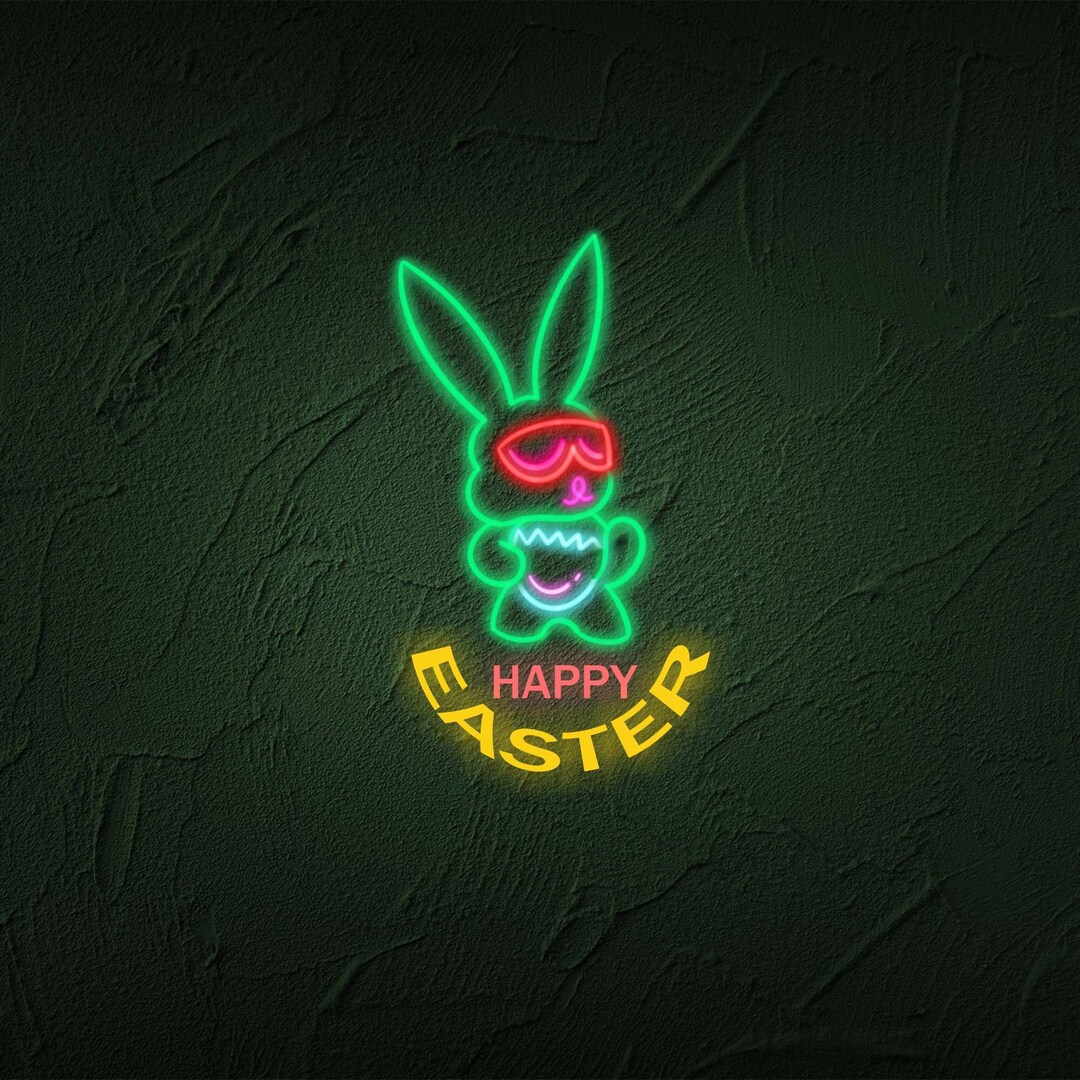 Strong Easter Rabbit With Glasses Neon Sign 31.5 / 80 Etsy