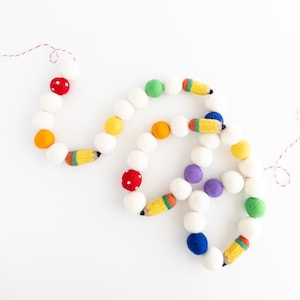 Pencil Garland, Felt Ball Garland, Back to School Banner, Back to School Sign