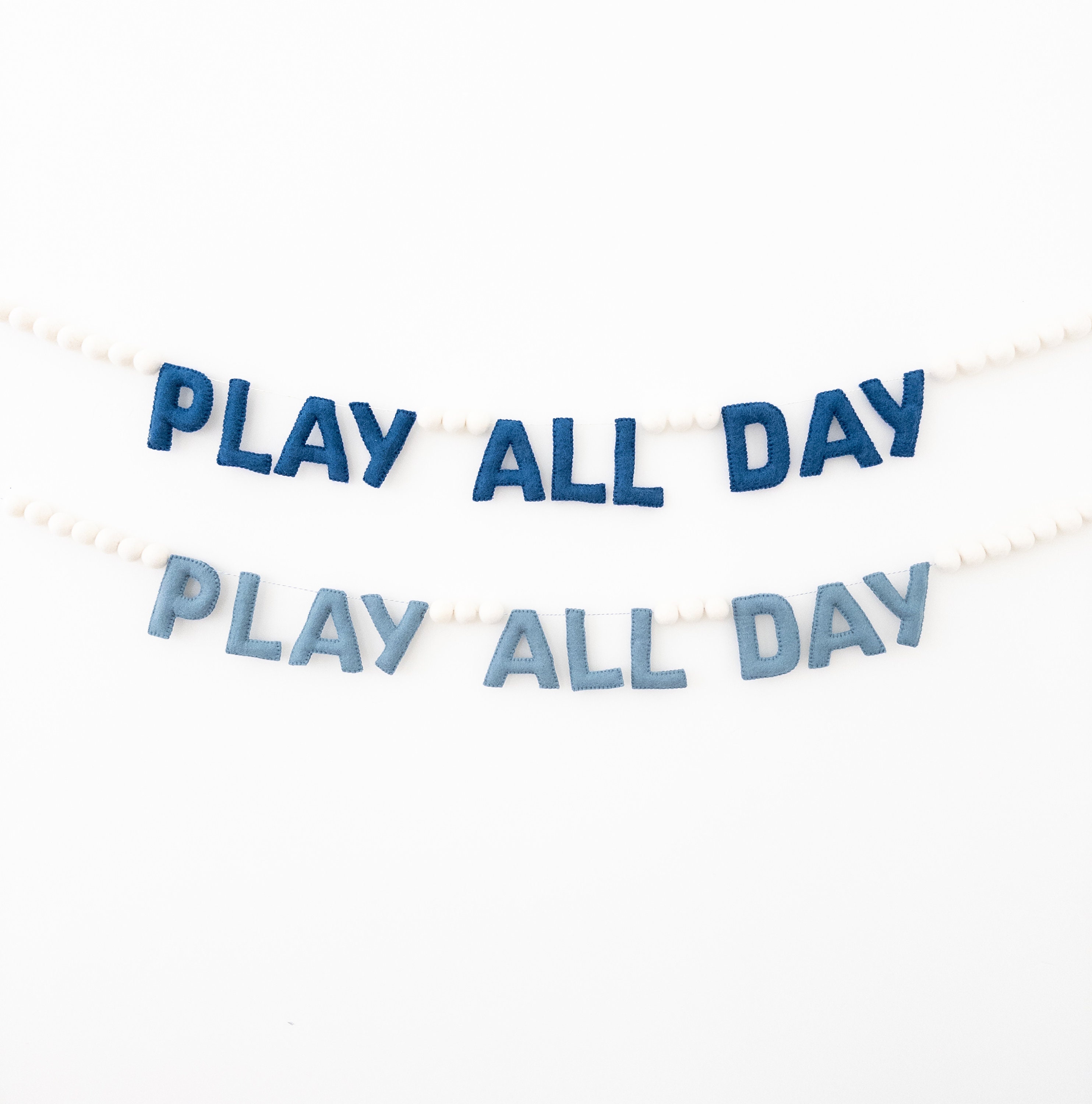 Blue Play All Day Felt Garland, Play All Day Banner, Kid's Playroom Banner