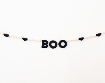 READY TO SHIP// Boo Felt Garland, Boo Banner, Boo Felt Ball Garland, Halloween Party Decor, Halloween Felt Garland