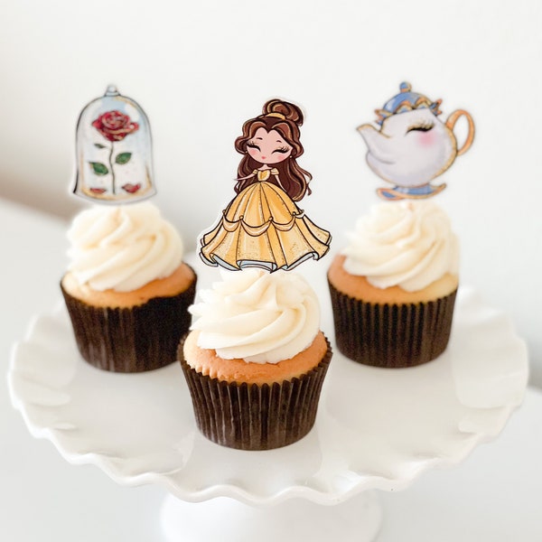 PRINCESS BELLE Cupcake Toppers