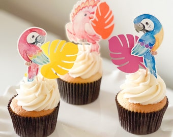 TROPICAL BIRD Cupcake Toppers