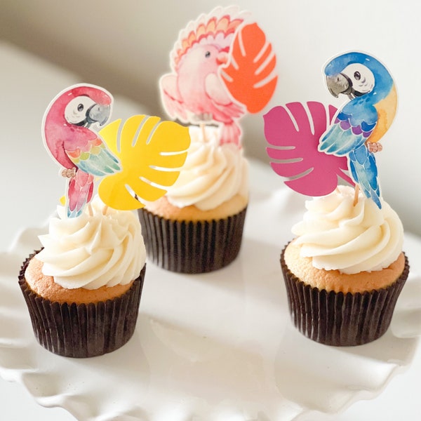 TROPICAL BIRD Cupcake Toppers