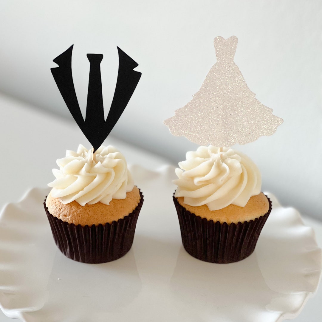 BRIDE & GROOM Cupcake Toppers Etsy