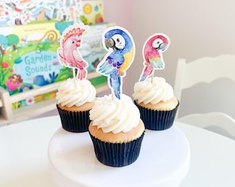 TROPICAL BIRD Cupcake Toppers