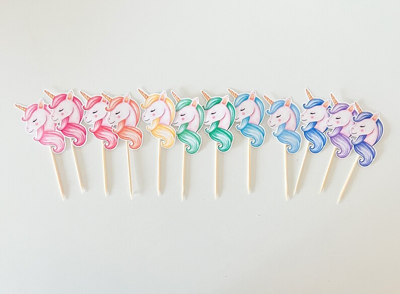 Rainbow Unicorn Cupcake Toppers Etsy Rainbow Unicorn Cupcake Toppers Etsy