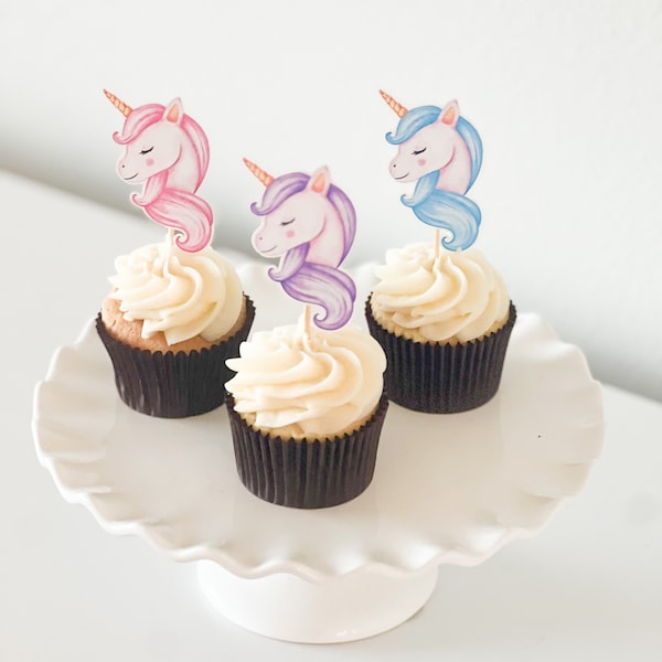 RAINBOW UNICORN Cupcake Toppers