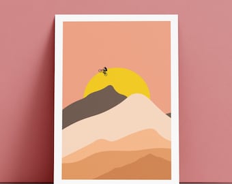 Mountain Biker In Mid Flight, Printable Art, Digital Art, Inspirational Art, Room Decor