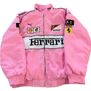【新品】Ferrari フェラーリ　レーシングジャケット ワッペン　刺繍　キッズ 神レア】 Ferrari 本革 レーシングジャケット 刺繍 フェラーリ