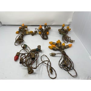 Vintage Christmas String Lights Holiday Decor Orange Red Green Bulbs