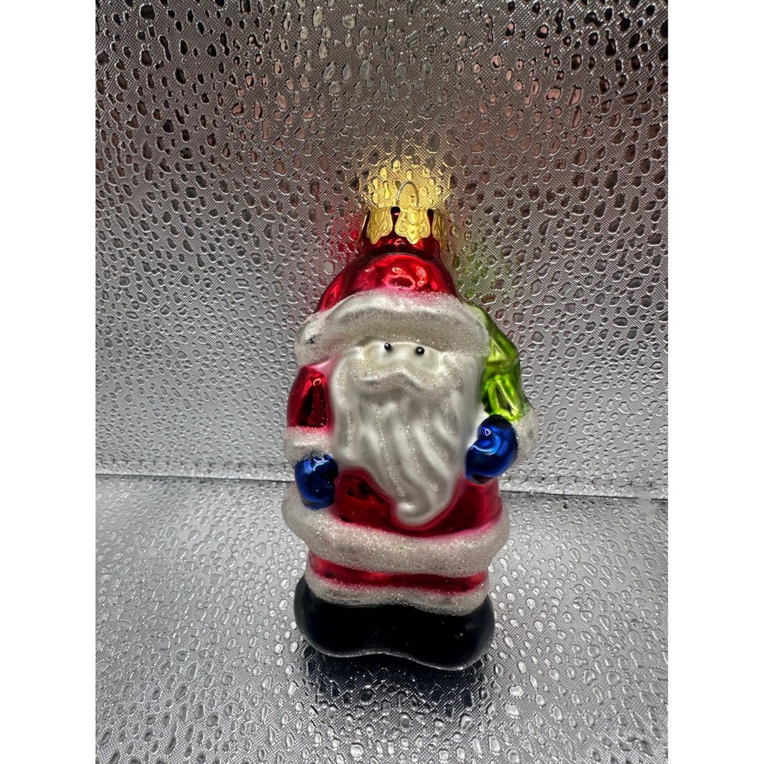 Vintage Blown Glass Santa Claus Ornament Red Coat Glitter Trim ...